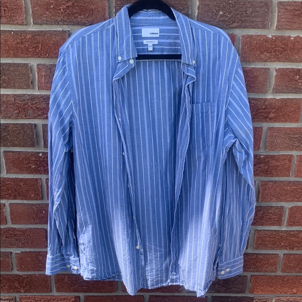 Sonoma Blue and White Striped Shirt